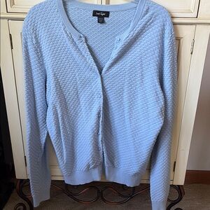 Lord & Taylor Blue Textured Knit Cotton Cardigan Size XL